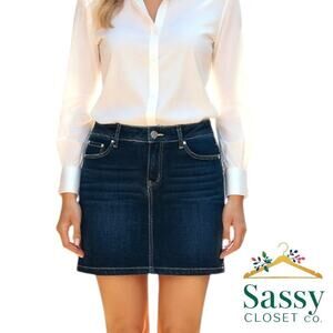 White House Black Market Stretch Denim Mini Skirt Black Wash Size 4